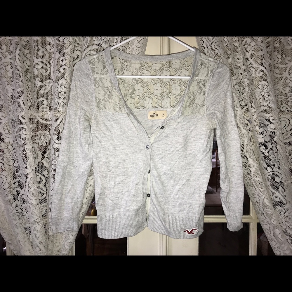 Hollister gray lace sweater (S)
